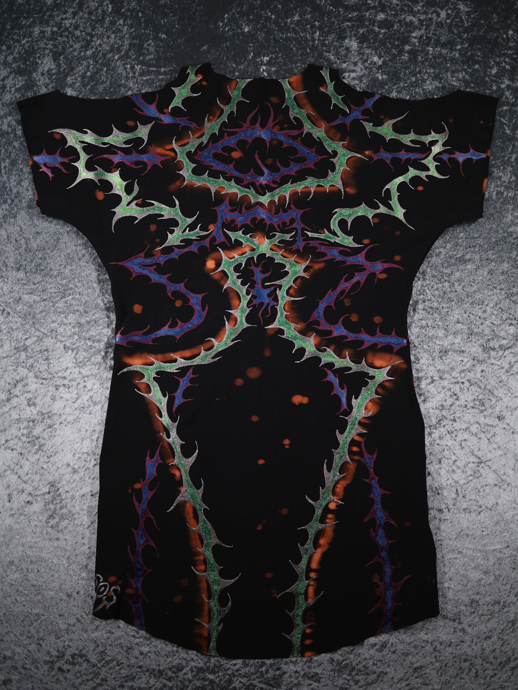 Hand Painted Organic Cotton T-Shirt Dress - Helena - Dusk Dragon