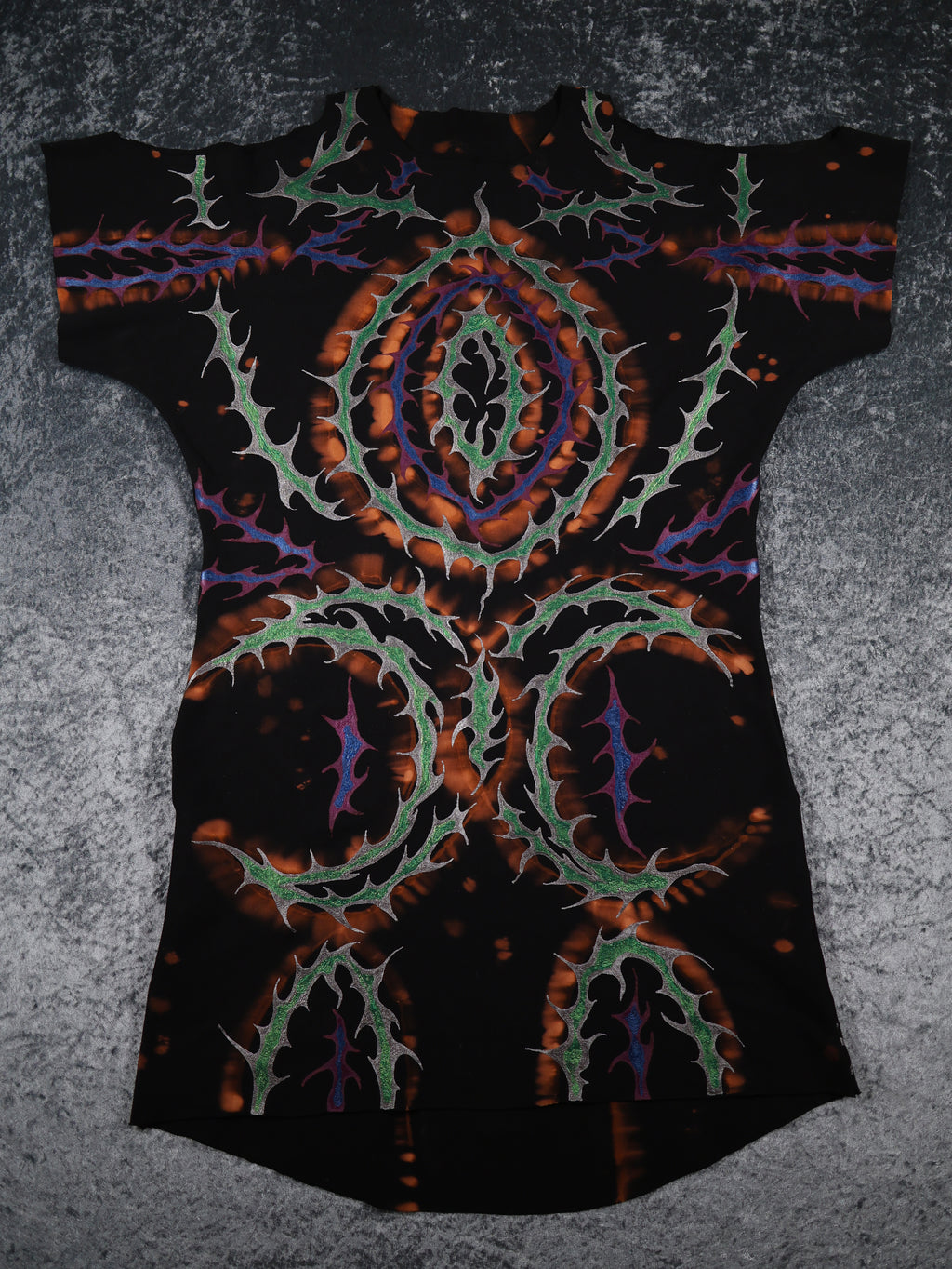 Hand Painted Organic Cotton T-Shirt Dress - Helena - Dusk Dragon