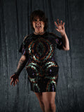 Hand Painted Organic Cotton T-Shirt Dress - Helena - Dusk Dragon