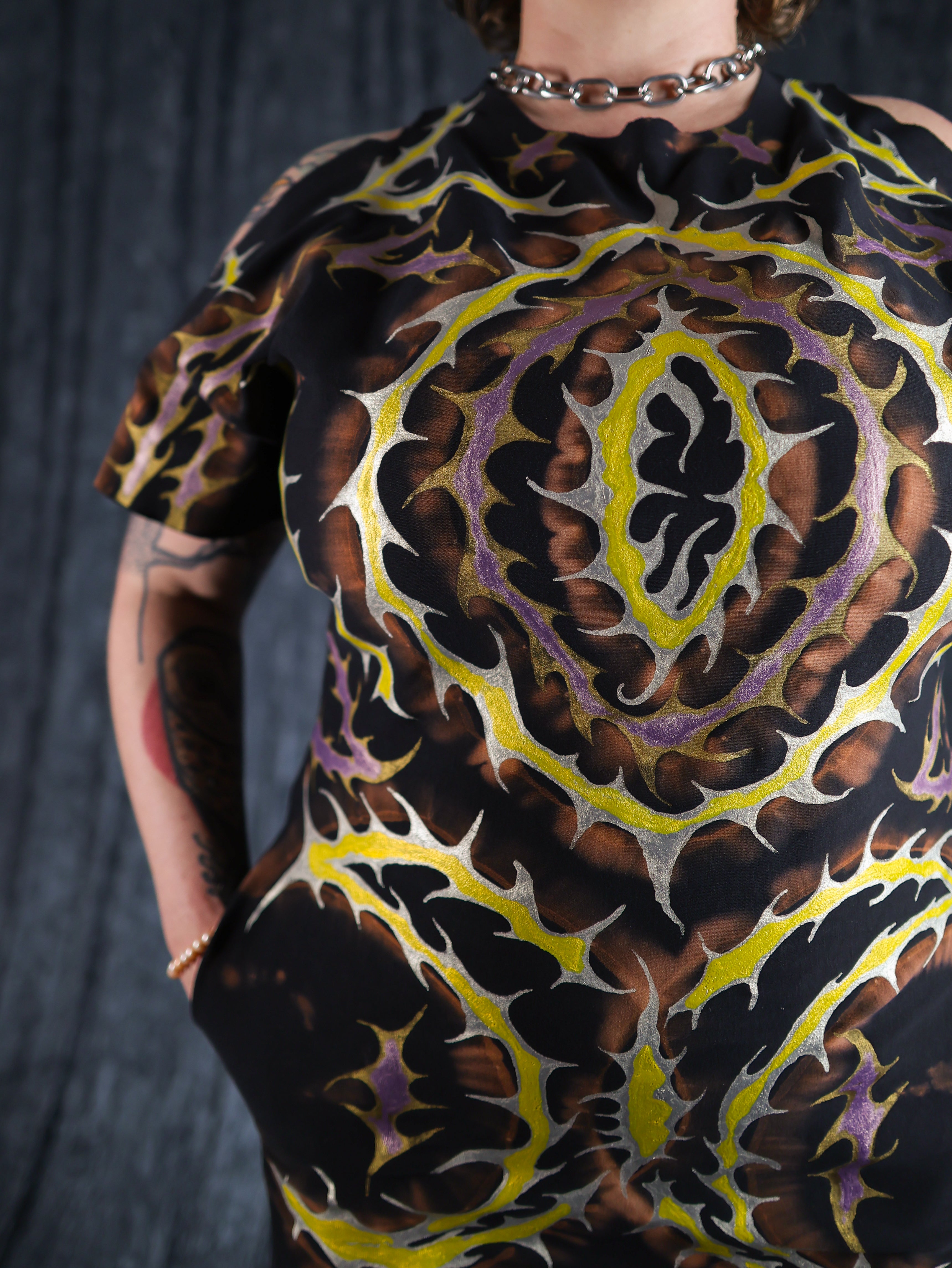 Hand Painted Organic Cotton T-Shirt Dress - Helena - Dawn Dragon