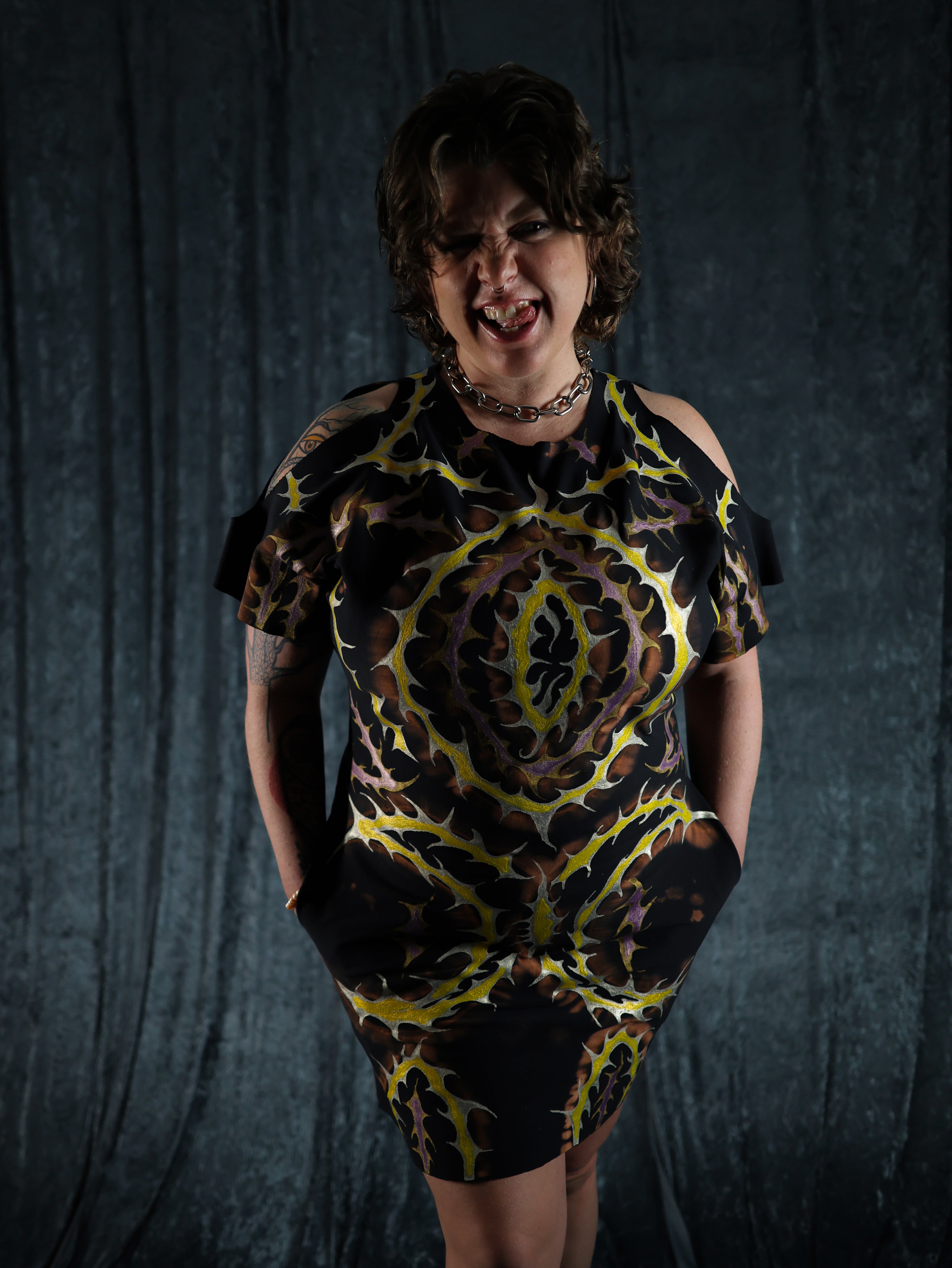 Hand Painted Organic Cotton T-Shirt Dress - Helena - Dawn Dragon