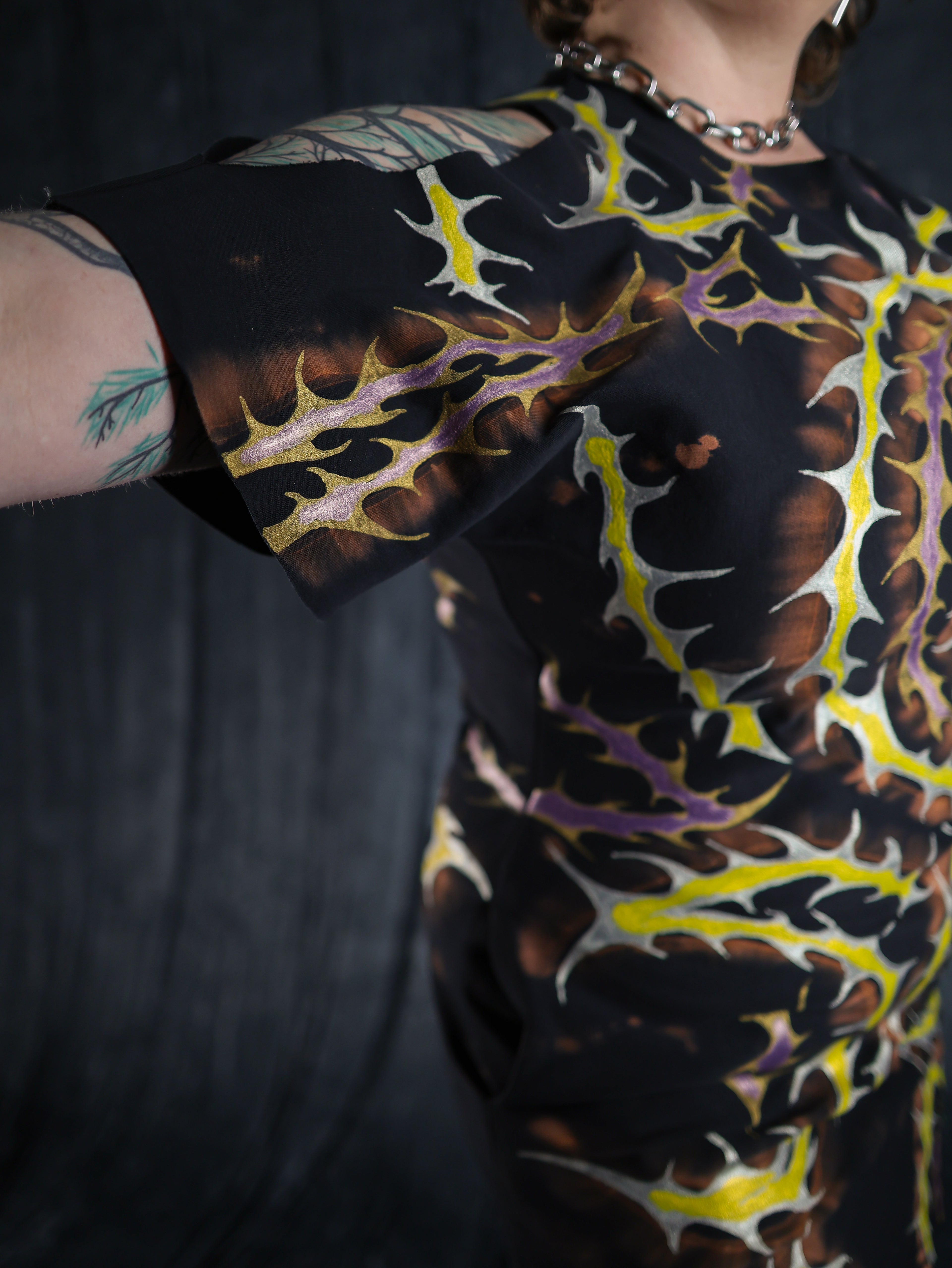 Hand Painted Organic Cotton T-Shirt Dress - Helena - Dawn Dragon