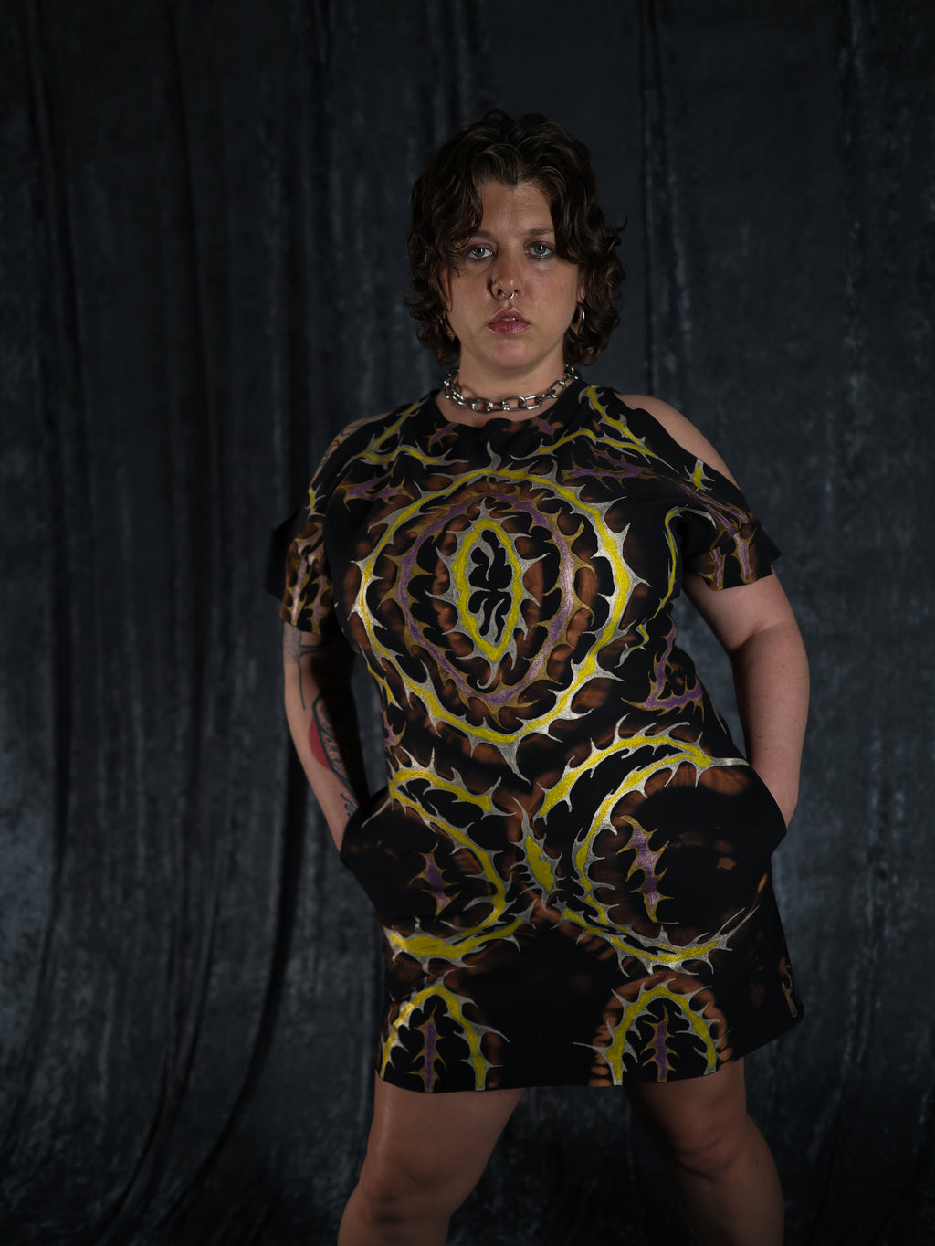 Hand Painted Organic Cotton T-Shirt Dress - Helena - Dawn Dragon