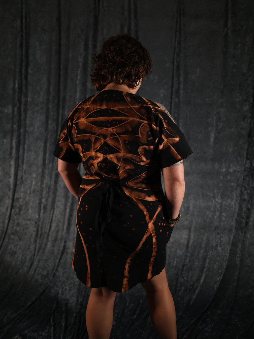 Hand Dyed Organic Cotton T-Shirt Dress - Helena - Fire Dragon