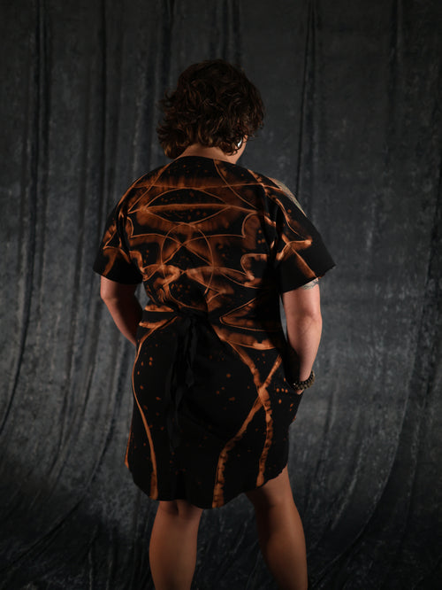 Hand Dyed Organic Cotton T-Shirt Dress - Helena - Fire Dragon