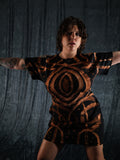 Hand Dyed Organic Cotton T-Shirt Dress - Helena - Fire Dragon