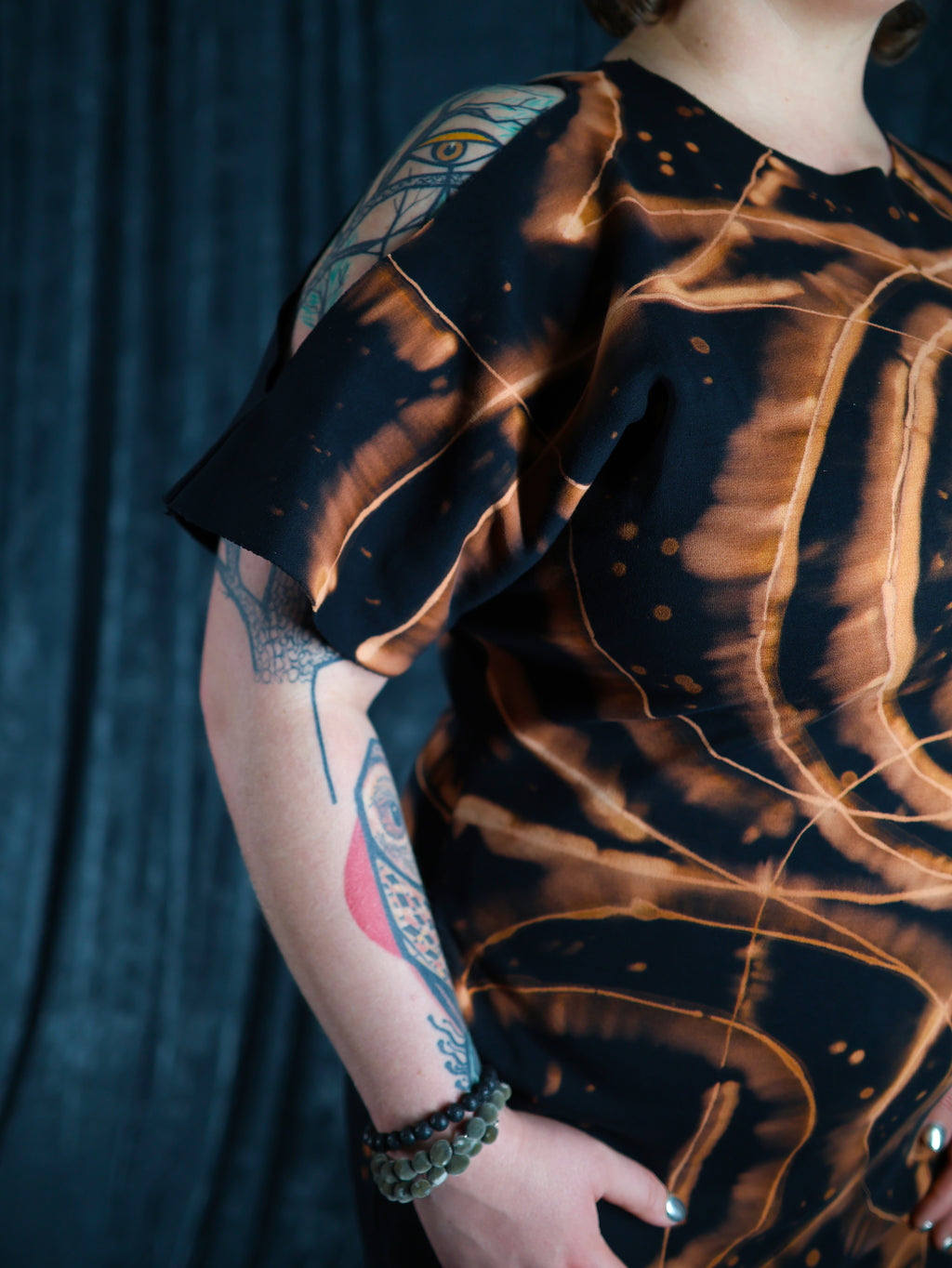 Hand Dyed Organic Cotton T-Shirt Dress - Helena - Fire Dragon