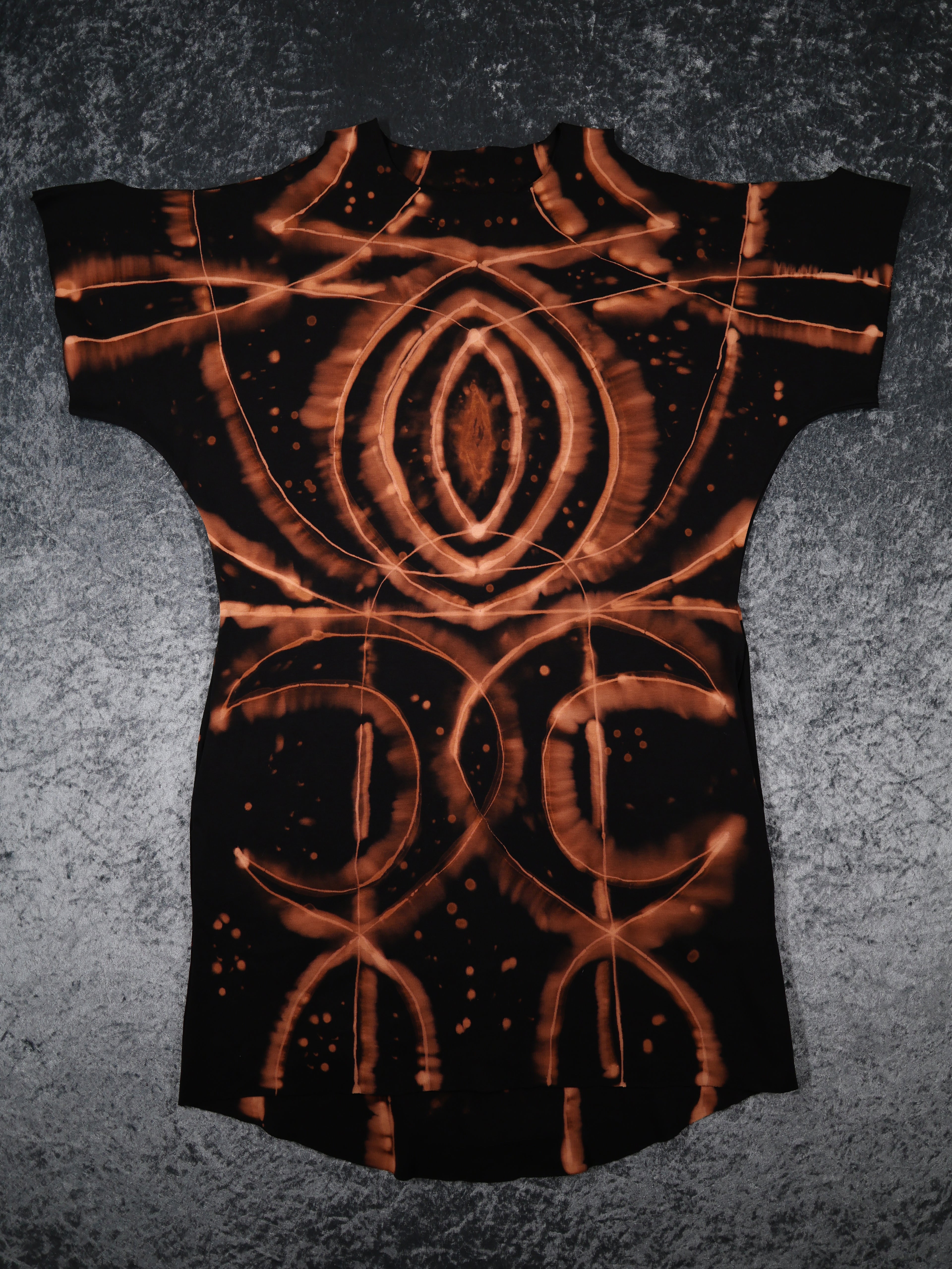 Hand Dyed Organic Cotton T-Shirt Dress - Helena - Fire Dragon