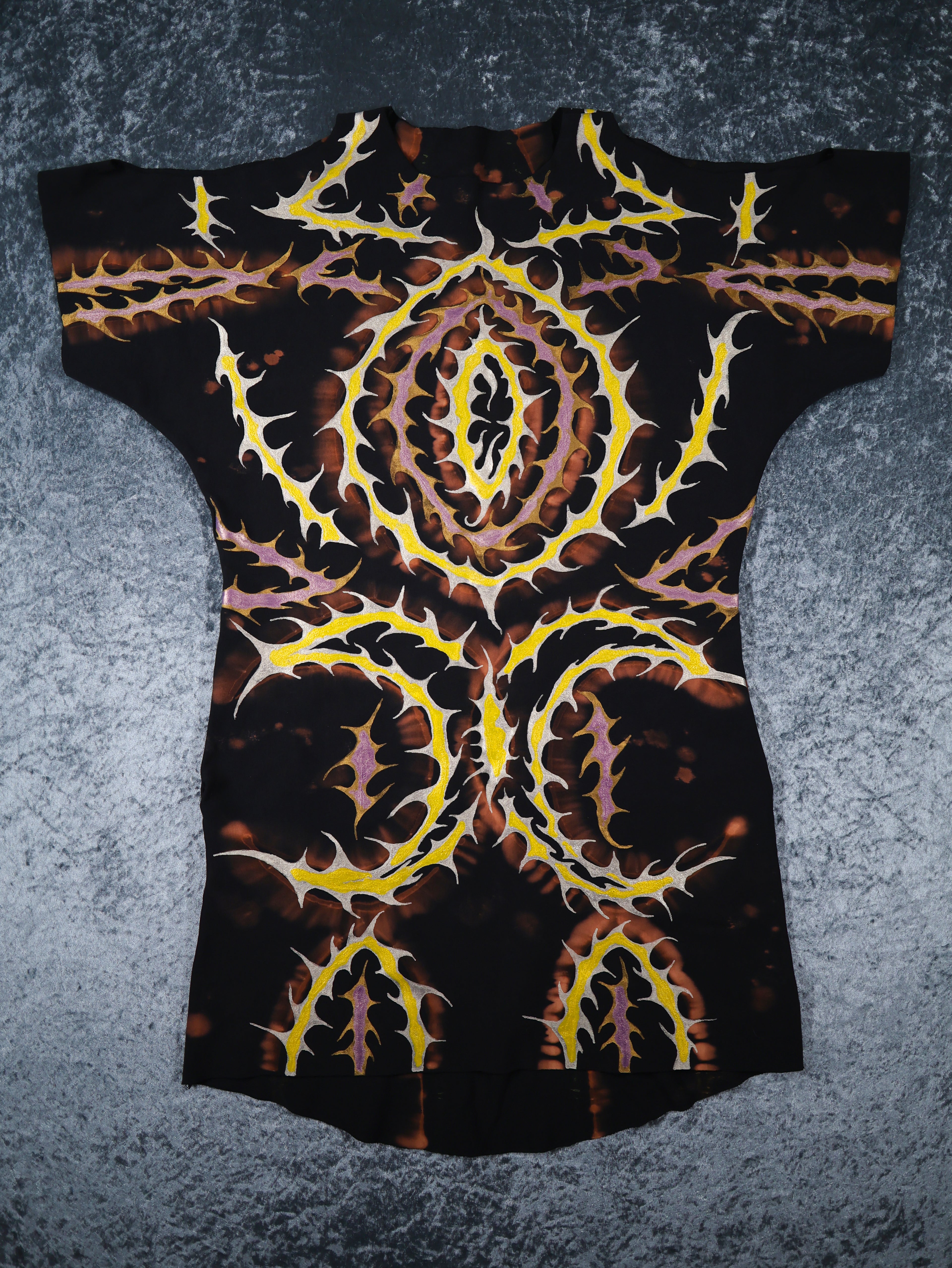 Hand Painted Organic Cotton T-Shirt Dress - Helena - Dawn Dragon