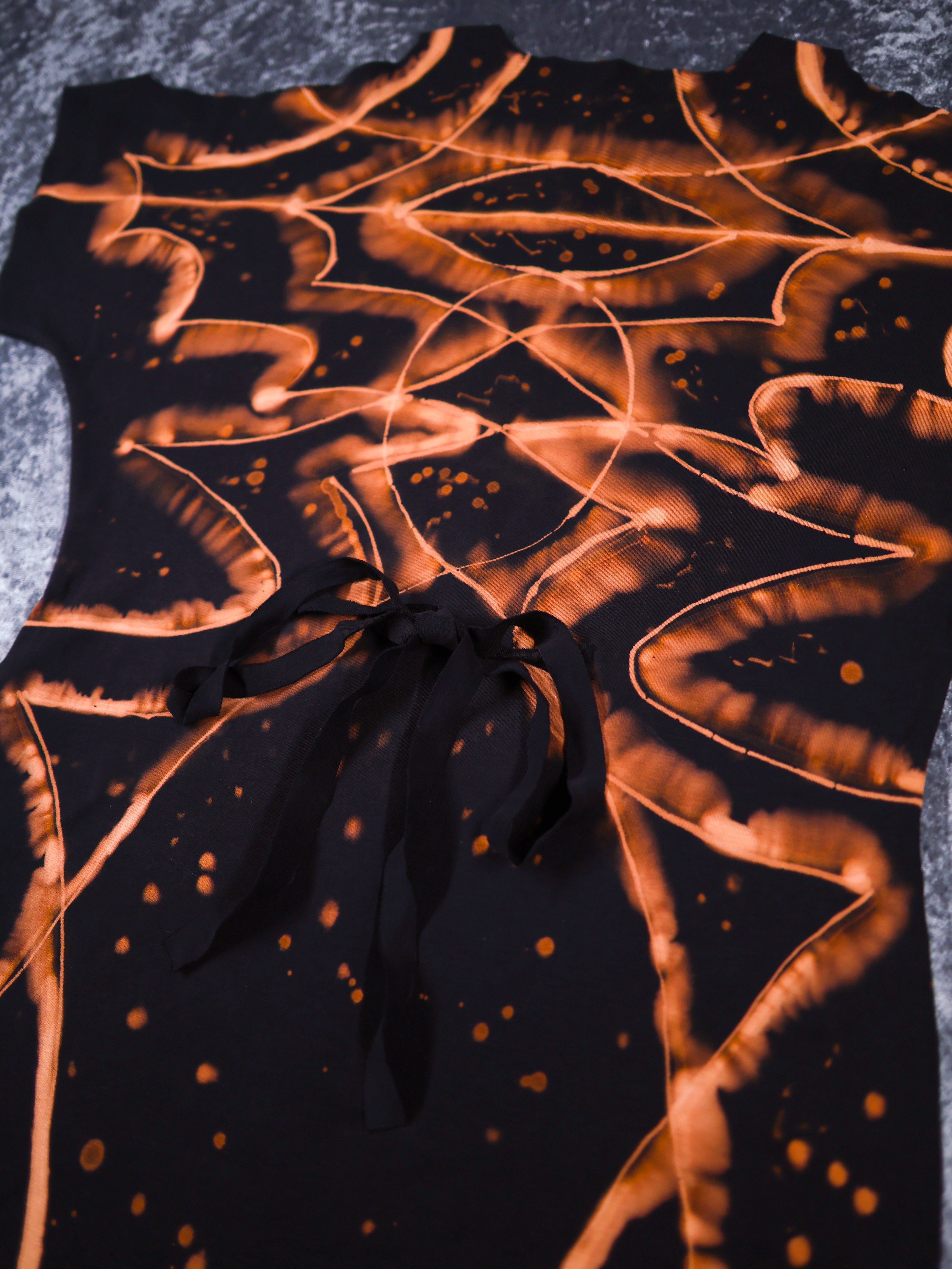 Hand Dyed Organic Cotton T-Shirt Dress - Helena - Fire Dragon