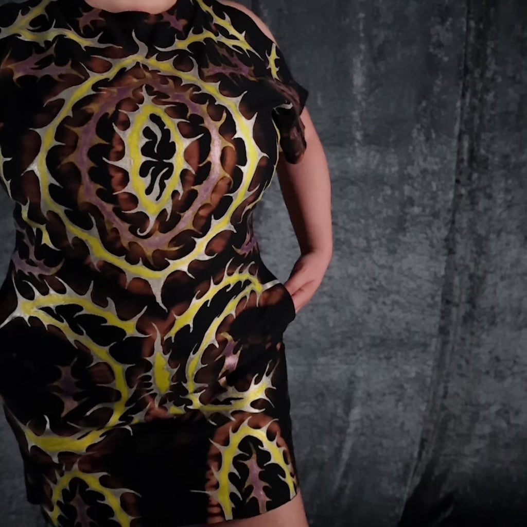 Hand Painted Organic Cotton T-Shirt Dress - Helena - Dawn Dragon
