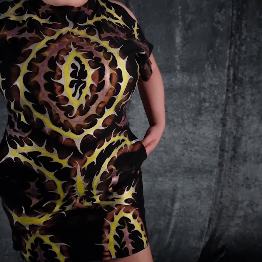 Hand Painted Organic Cotton T-Shirt Dress - Helena - Dawn Dragon